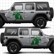 Calcomanía de vinilo con diseño de cráneo de ciervo y montañas para puertas laterales Splash, compatible con Jeep Wrangler 2