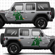Calcomanía de vinilo con diseño de cráneo de ciervo y montañas para puertas laterales Splash, compatible con Jeep Wrangler 2