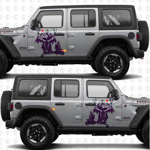 Calcomanía de vinilo con diseño de cráneo de ciervo y montañas para puertas laterales Splash, compatible con Jeep Wrangler 3