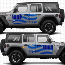 Pegatina adhesiva de vinilo para puertas laterales con bandera patriótica de EE. UU. que se adapta a Jeep Wrangler 2