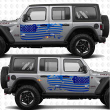 Pegatina adhesiva de vinilo para puertas laterales con bandera patriótica de EE. UU. que se adapta a Jeep Wrangler 2