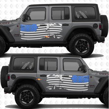 Pegatina adhesiva de vinilo para puertas laterales con bandera patriótica de EE. UU. que se adapta a Jeep Wrangler 3