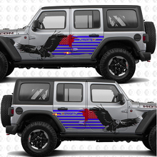 Pegatina de vinilo adhesiva para puertas laterales con águila calva patriótica de bandera de EE. UU. para Jeep Wrangler 3