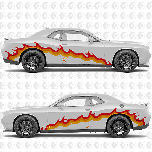 Gráficos Laterales Personalizados de Llamas Vinilo Adhesivo para Dodge Challenger