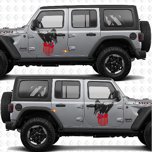 Calcomanía de vinilo para puertas laterales con bandera de EE. UU. Águila Calva, compatible con Jeep Wrangler