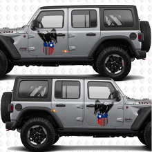 Calcomanía de vinilo para puertas laterales con bandera de EE. UU. Águila Calva, compatible con Jeep Wrangler 3