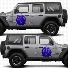 Calcomanía de vinilo para puertas laterales estilo salpicadura india con calavera de vaca para Jeep Wrangler 3