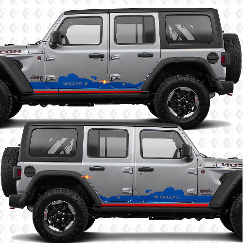 Calcomanía adhesiva de vinilo personalizada para puertas laterales, compatible con Jeep Wrangler Jeep Wrangler Willys