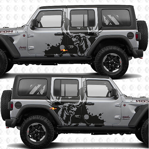 Calcomanía adhesiva de vinilo Moose Splash Nature para puertas laterales, compatible con Jeep Wrangler