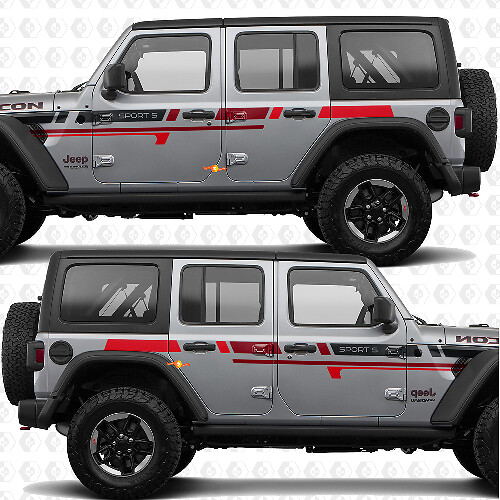Texto Personalizado Franjas Retro Puertas Laterales Vinilo adhesivo calcomanía para Jeep Wrangler
