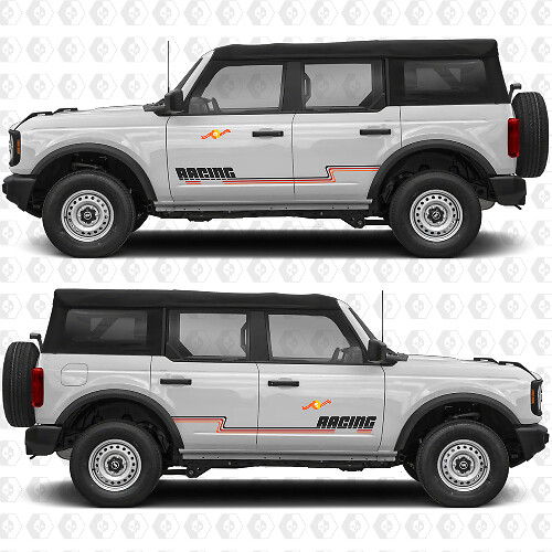 Calcomanías Personalizadas de Rayas de Carreras en Puertas Laterales Vintage Heritage para Ford Bronco