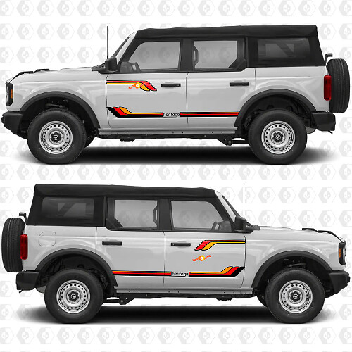 Calcomanías personalizadas de rayas de carreras retro vintage de herencia para puertas laterales de Ford Bronco