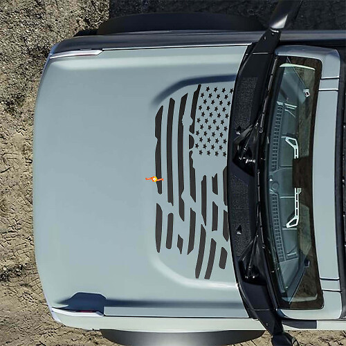 Calcomanías Pegatinas de Capó con Bandera Americana Destrozada para Ford Bronco