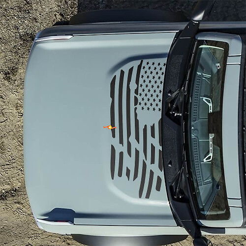 Calcomanías Pegatinas de Capó con Bandera Americana Destrozada para Ford Bronco 1