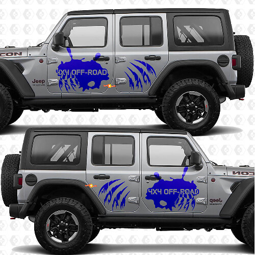 Par de marcas de garras Pegatina de vinilo para puertas laterales Edición Freedom 4x4 Off Road mokap compatible con Jeep Wrangler Rubicon 4h4