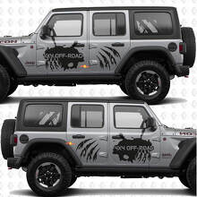 Par de marcas de garras Pegatina de vinilo para puertas laterales Edición Freedom 4x4 Off Road mokap compatible con Jeep Wrangler Rubicon 4h4 2