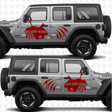 Par de marcas de garras Pegatina de vinilo para puertas laterales Edición Freedom 4x4 Off Road mokap compatible con Jeep Wrangler Rubicon 4h4 3