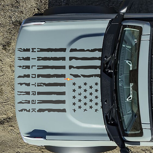 Hood US Flag Decal Sticker for Ford Bronco Wildtrak
