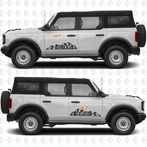 4x4 Off Road Montañas Lateral Puertas Vinilo Calcomanía Sticker Gráficos 2 para Ford Bronco