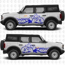 Gráficos en vinilo de puertas laterales montañosas Yeti 4x4 Off Road, adhesivo calcomanía compatible con Ford Bronco 2