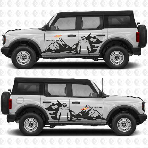 Gráficos Vinilo Calcomanía Pegatina Puertas Laterales Montañas Yeti Off Road compatible con Ford Bronco 1