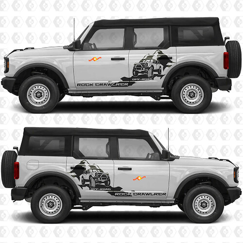 Calcomanía adhesiva de vinilo con gráficos para puertas laterales Mountain Rock Crawler compatible con Ford Bronco