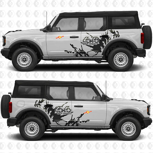 Gráficos Vinilo Pegatina para Puertas Laterales Antisalpicaduras 4x4 Off Road compatible con Ford Bronco