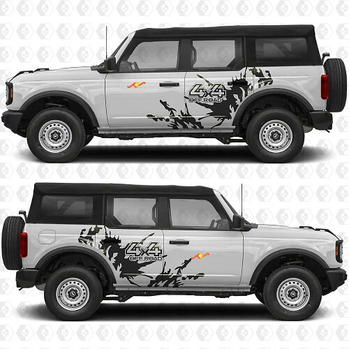 Gráficos Vinilo Pegatina para Puertas Laterales Antisalpicaduras 4x4 Off Road compatible con Ford Bronco