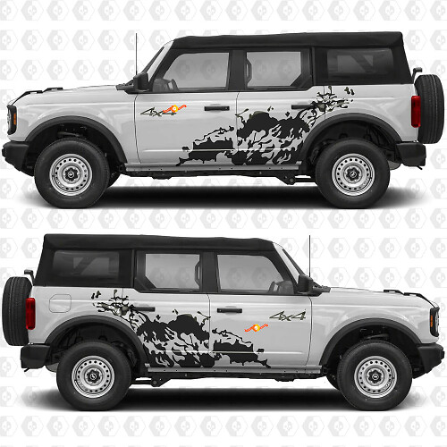 4x4 Off Road Vinilo Adhesivo Gráficos Laterales de Puertas contra Salpicaduras 4 para Ford Bronco