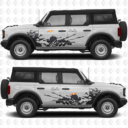 Gráficos de Vinilo Adhesivo para Puertas Laterales Salpicaderas 4x4 Off Road 3 compatible con Ford Bronco
