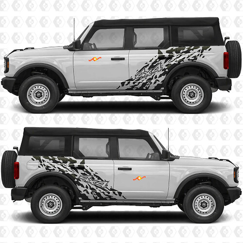 Calcomanía de vinilo de puertas laterales anti-salpicaduras 4x4 Off Road 3 para Ford Bronco