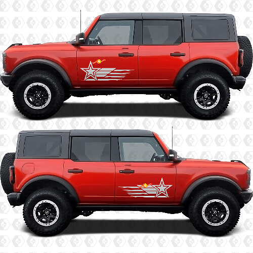 Juego de calcomanías de vinilo con estrella militar y bandera de EE.UU. para la puerta lateral de Musclecar horse
