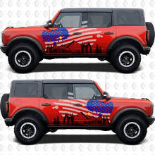 Kit de vinilo con calcomanía de puertas laterales con bandera de EE.UU. y montañas para musclecar caballo_3