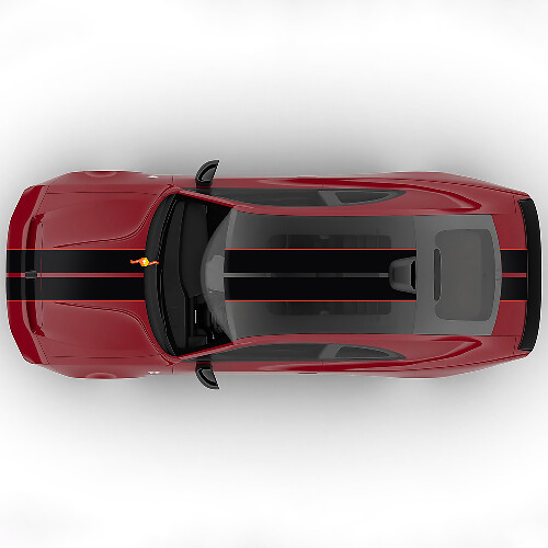 Calcomanía gráfica de vinilo de rayas centrales dobles Sixpack Rally desplazadas para capó Dodge Charger Daytona 1