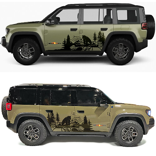 Calcomanía de vinilo para puertas laterales Bear Forest para Jeep Recon 1