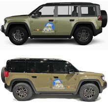 Calcomanía de vinilo para puertas laterales de coche con tienda de techo para aventura todoterreno para Jeep Recon 2