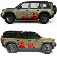 Calcomanía de vinilo para puertas laterales del bosque Cougar Mountains para Jeep Recon 3