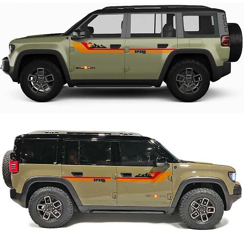 Calcomanía de vinilo de rayas retro deportivas para puertas laterales Sunset para Jeep Recon 1