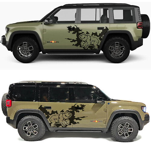 Calcomanía de vinilo para puertas laterales Bear Splash para Jeep Recon