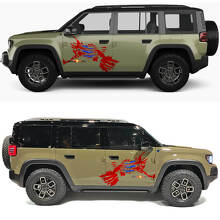 Calcomanía de vinilo con diseño de puerta lateral en forma de garra con bandera de EE. UU. desgastada para Jeep Recon 2