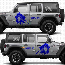 Calcomanía adhesiva de vinilo de puertas laterales con diseño de calavera y marcas de garra 4x4 compatible con Jeep Wrangler 3
