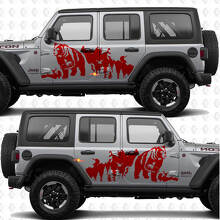 Bear Trees Splash Puertas Laterales Vinilo adhesivo calcomanía para Jeep Wrangler 3