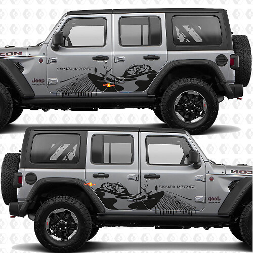 Vinilo adhesivo puerta lateral Desert Explore Sahara Altitude para Jeep Wrangler 1
