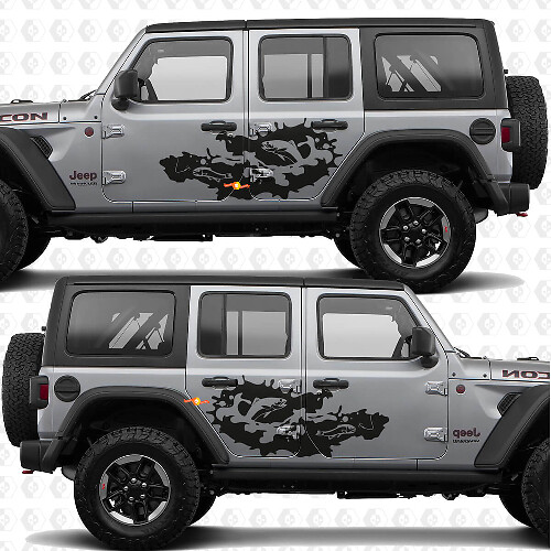 Vinilo adhesivo para puertas laterales con diseño de pesca de trucha y salpicaduras de agua, compatible con Jeep Wrangler