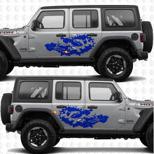 Vinilo adhesivo para puertas laterales con diseño de pesca de trucha y salpicaduras de agua, compatible con Jeep Wrangler 2