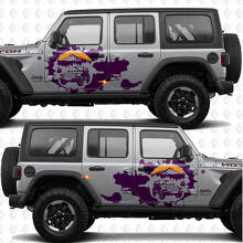 Vinilo adhesivo de calcomanía para puertas laterales Splash atardecer montañas Overland, compatible con Jeep Wrangler 2