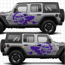 Vinilo adhesivo de calcomanía para puertas laterales Splash atardecer montañas Overland, compatible con Jeep Wrangler 3
