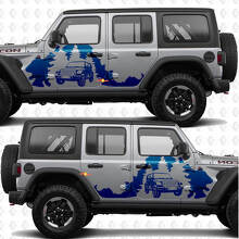 Calcomanía de vinilo para puertas laterales Overland Forest Splash, compatible con Jeep Wrangler 3