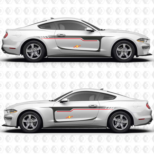 Pegatina de Vinilo de Rayas Clásicas para Puerta Lateral para Ford Mustang 2014-2023