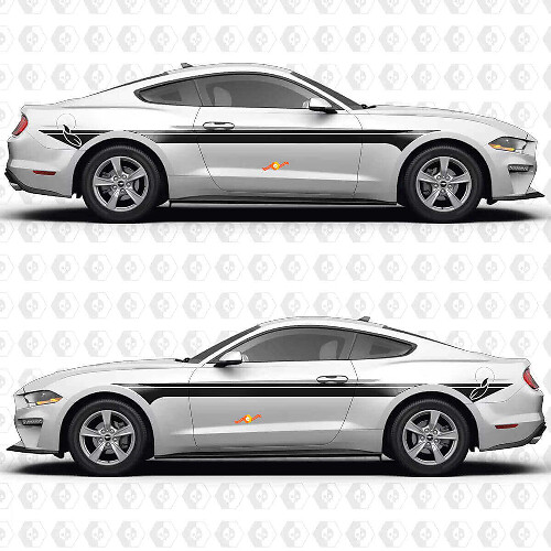 Calcomanías adhesivas de vinilo de franjas paralelas dobles premium S550 EcoBoost para las puertas laterales del Musclecar Musclecarmodel